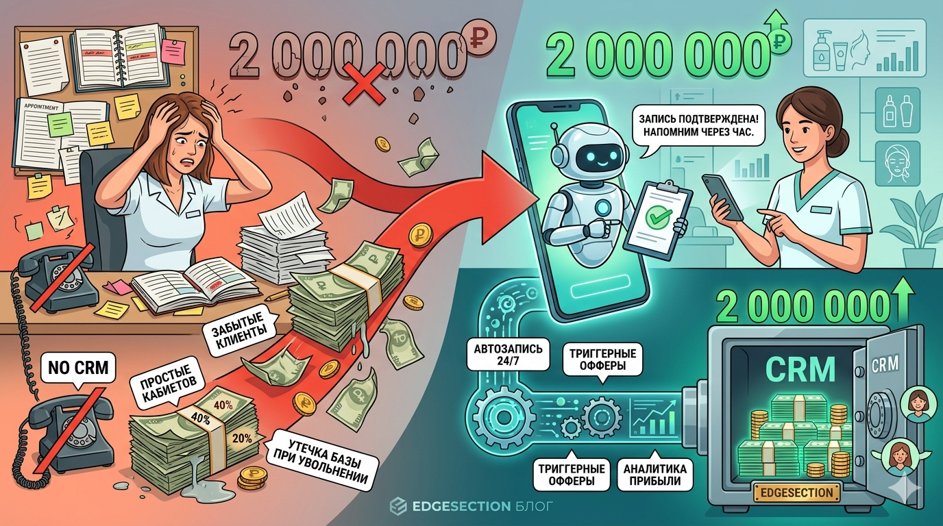 Косметология без CRM — это потеря 2 млн в год: реальный расчёт для клиники