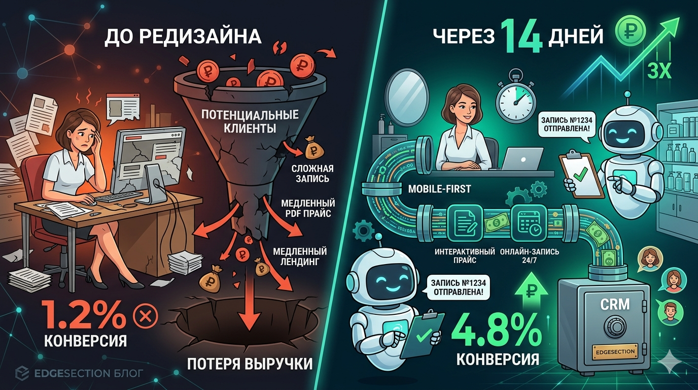Салон красоты: редизайн сайта, который окупился за 14 дней (кейс с цифрами)