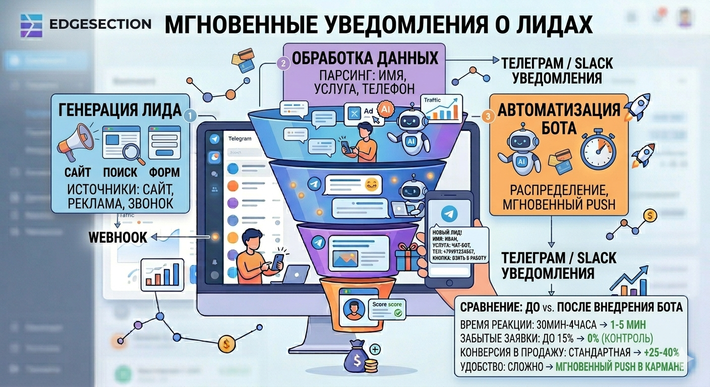 Как мы настроили уведомления менеджерам через бота при каждом новом лиде — Кейс EDGESECTION