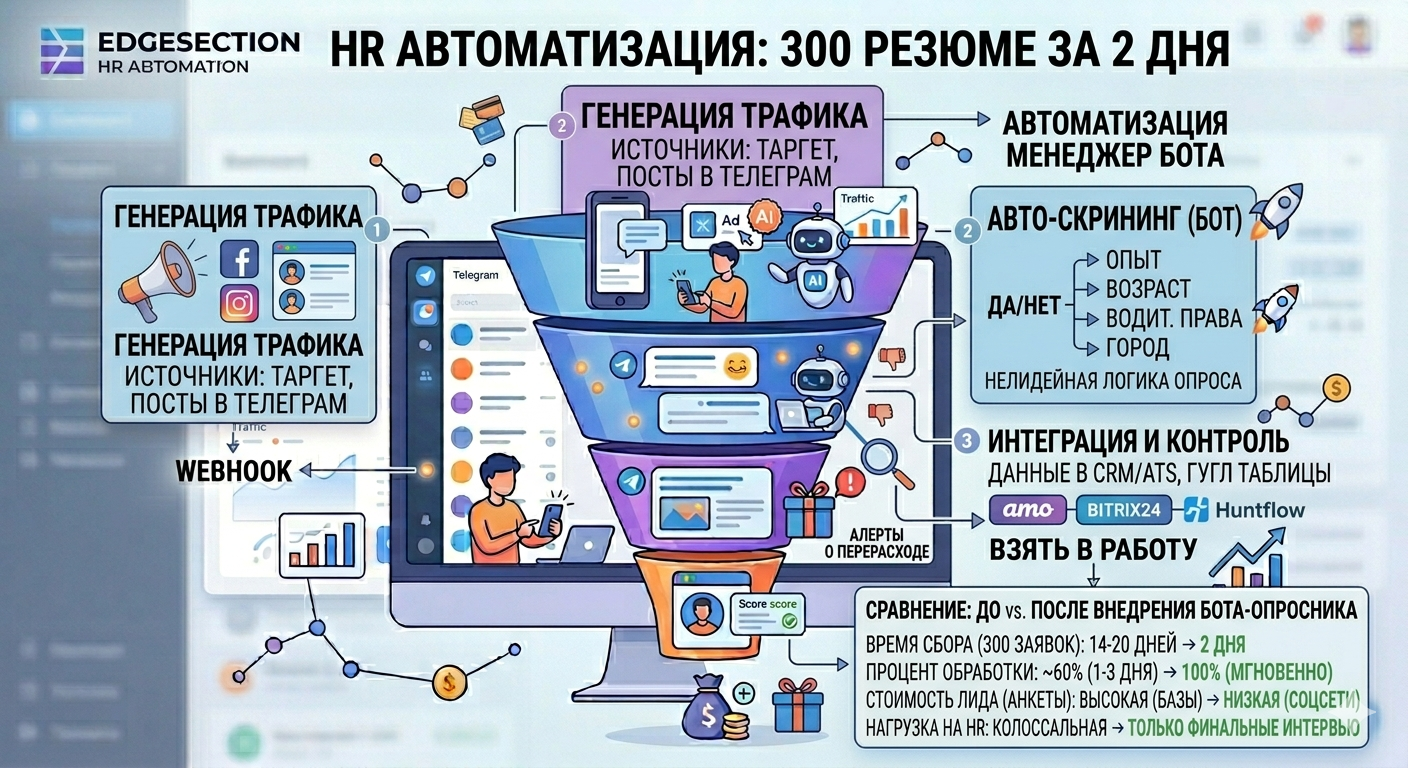 Автоматизация найма: как мы собрали 300 резюме за 2 дня через бота-опросник — Кейс EDGESECTION