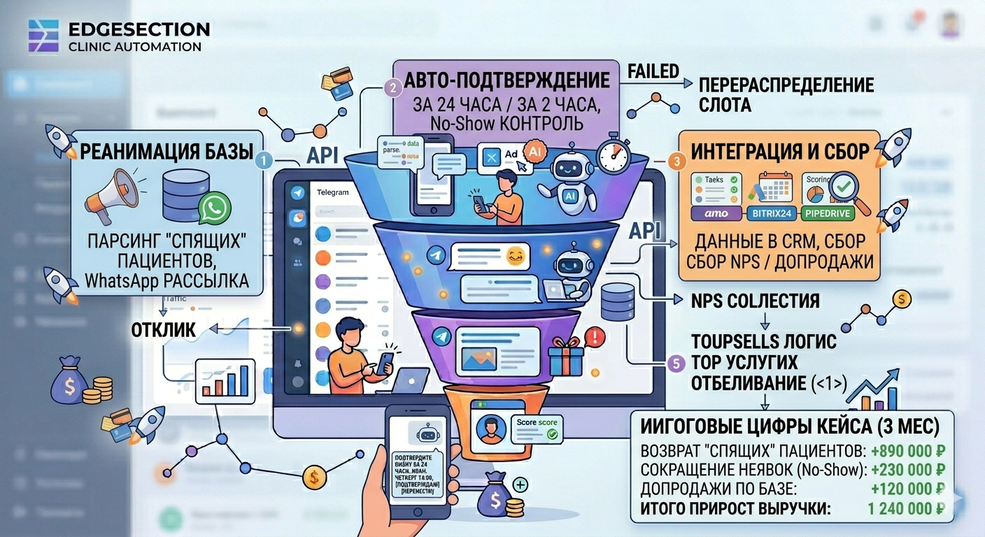 Как CRM + чат-бот увеличили выручку стоматологии на 1.2 млн ₽ за квартал (кейс с цифрами) — EDGESECTION