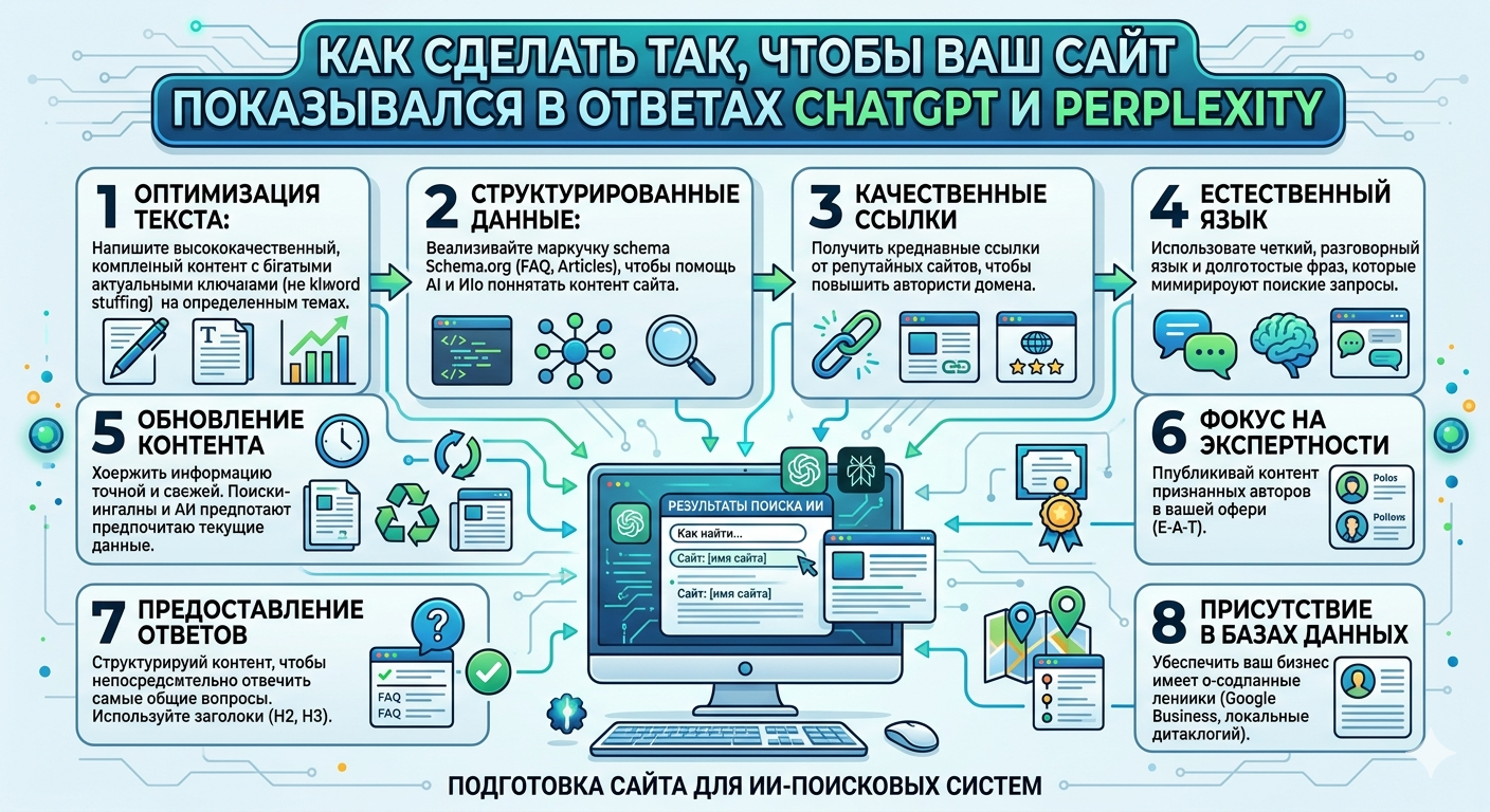 Как сделать так, чтобы ваш сайт показывался в ответах ChatGPT и Perplexity