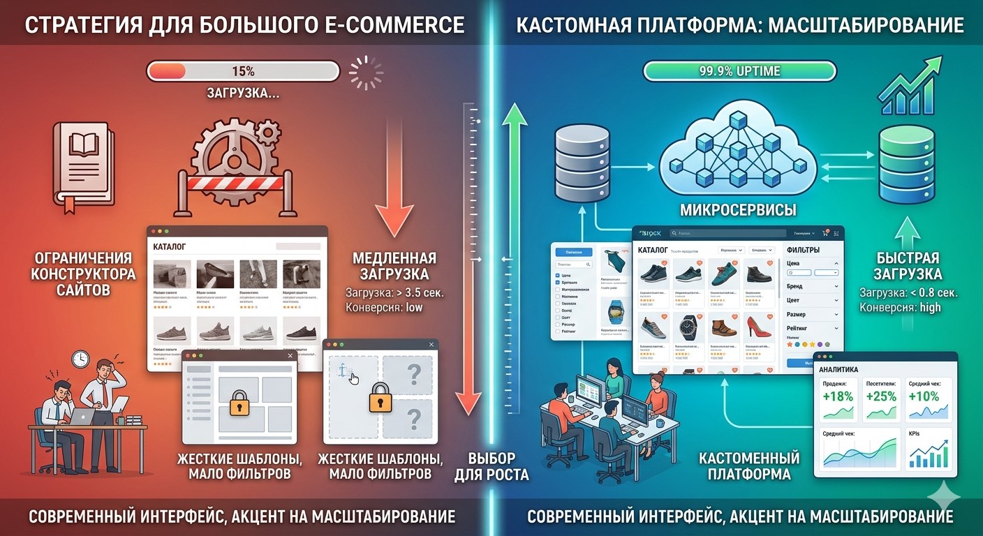 Почему не стоит делать сайт на конструкторе, если у вас больше 100 товаров