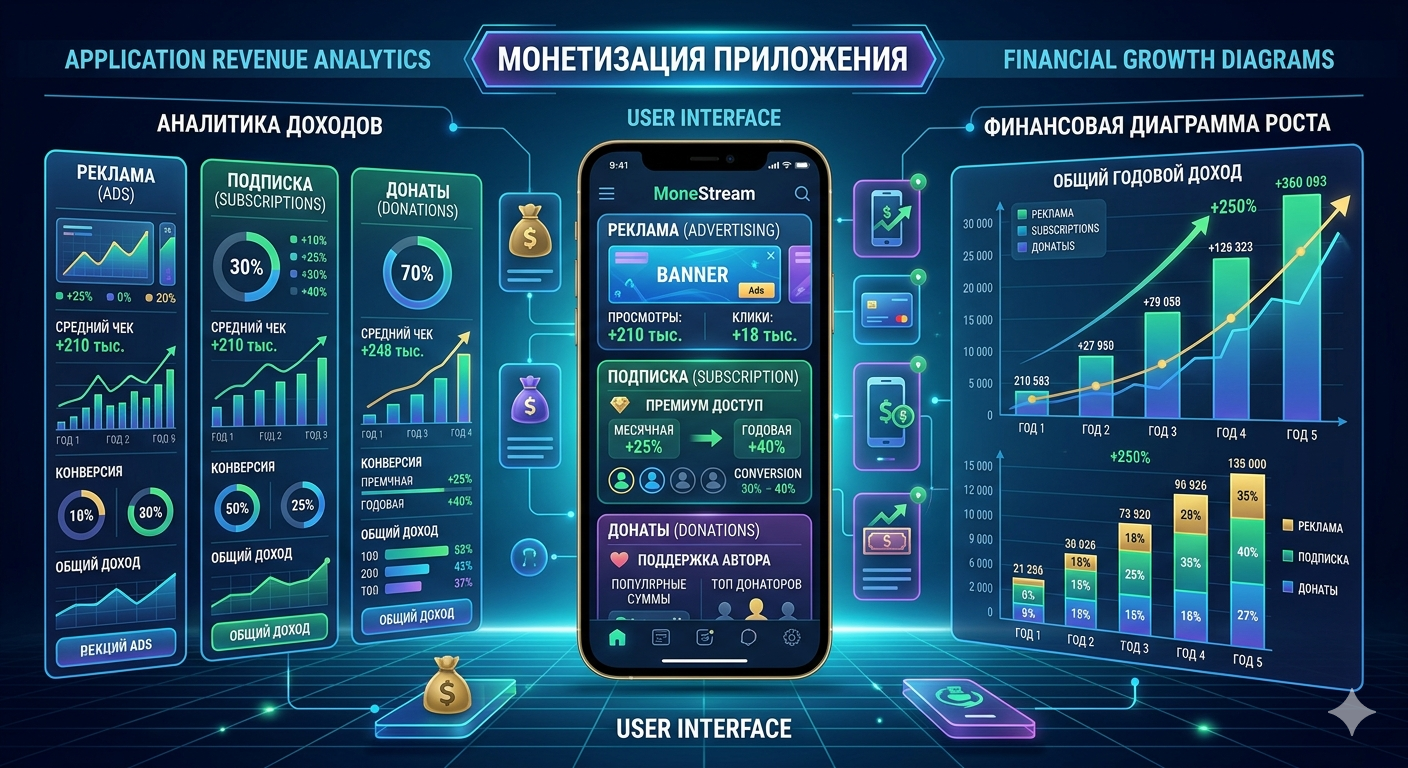 Как монетизировать мобильное приложение: реклама, подписка или донат — что работает в РФ