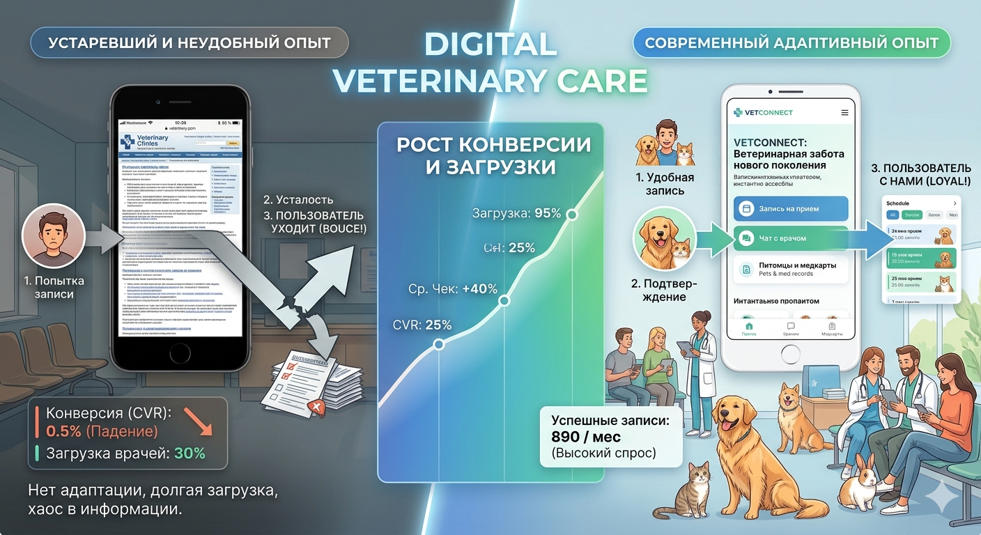 Ветеринарная клиника: почему 90% клиентов уходят, если нет мобильной версии сайта