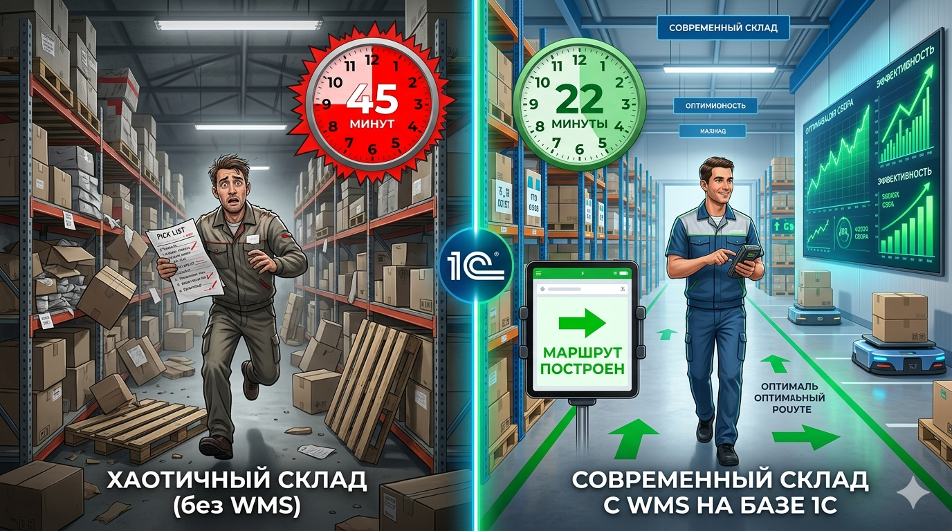 Управление складом (WMS) на базе 1С: как мы ускорили сборку заказов в 2 раза