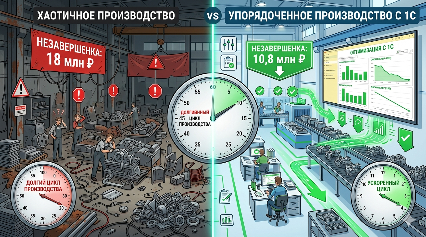Как 1С помогла заводу сократить незавершёнку на 40% за квартал