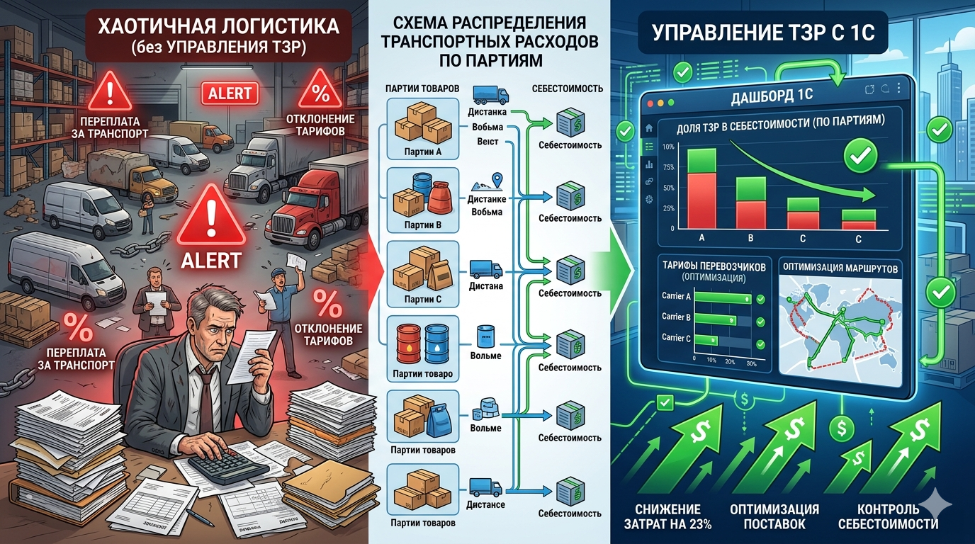 Как 1С управляет ТЗР (транспортно-заготовительными расходами) и снижает затраты