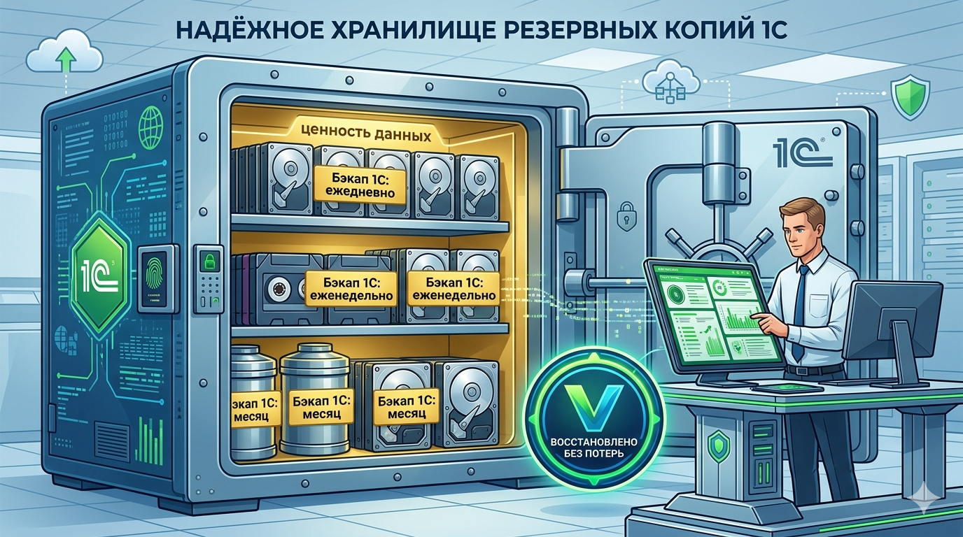Как мы настраиваем резервное копирование 1С, чтобы данные не потерять
