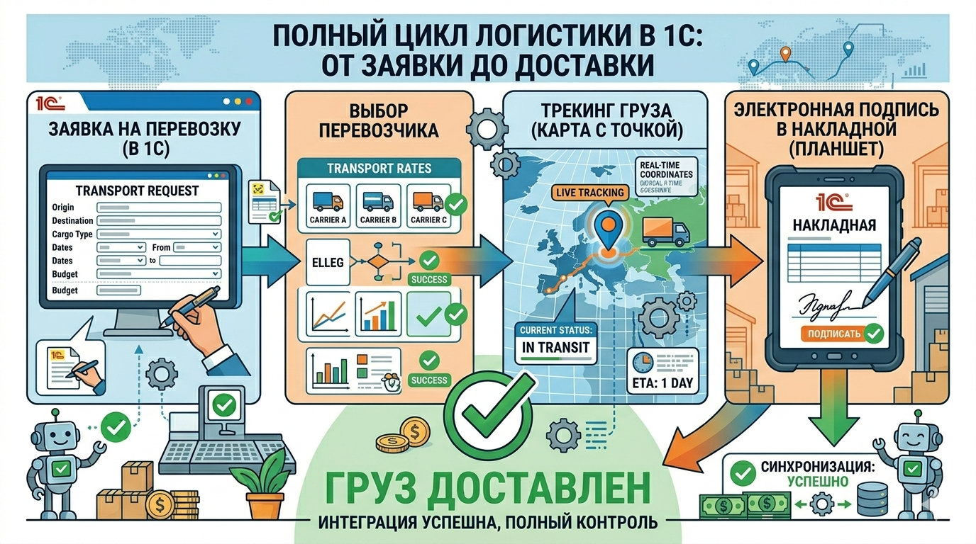 Как 1С автоматизирует логистику: от заявки до подписи в накладной