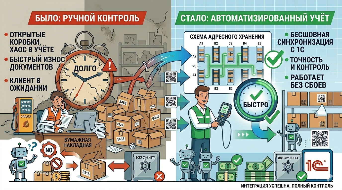 Автоматизация склада и 1С: как мы ускорили приёмку товара в 3 раза