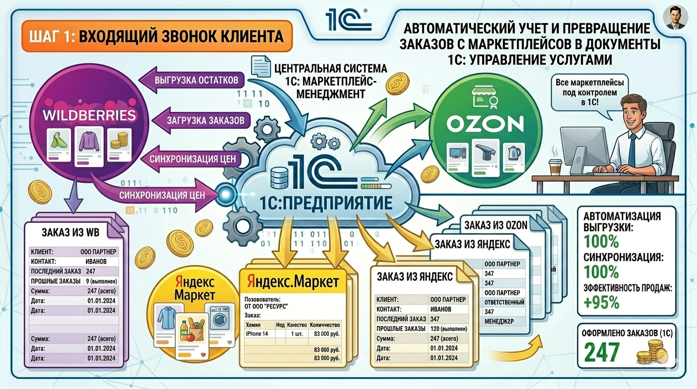 Как 1С обменивается данными с маркетплейсами (Wildberries, Ozon, Яндекс.Маркет)