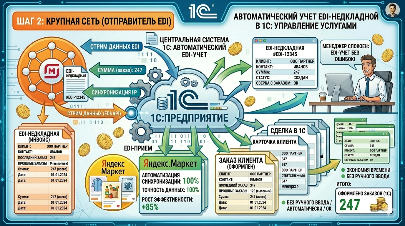 EDI и 1С: как крупные сети принимают накладные без ручного ввода