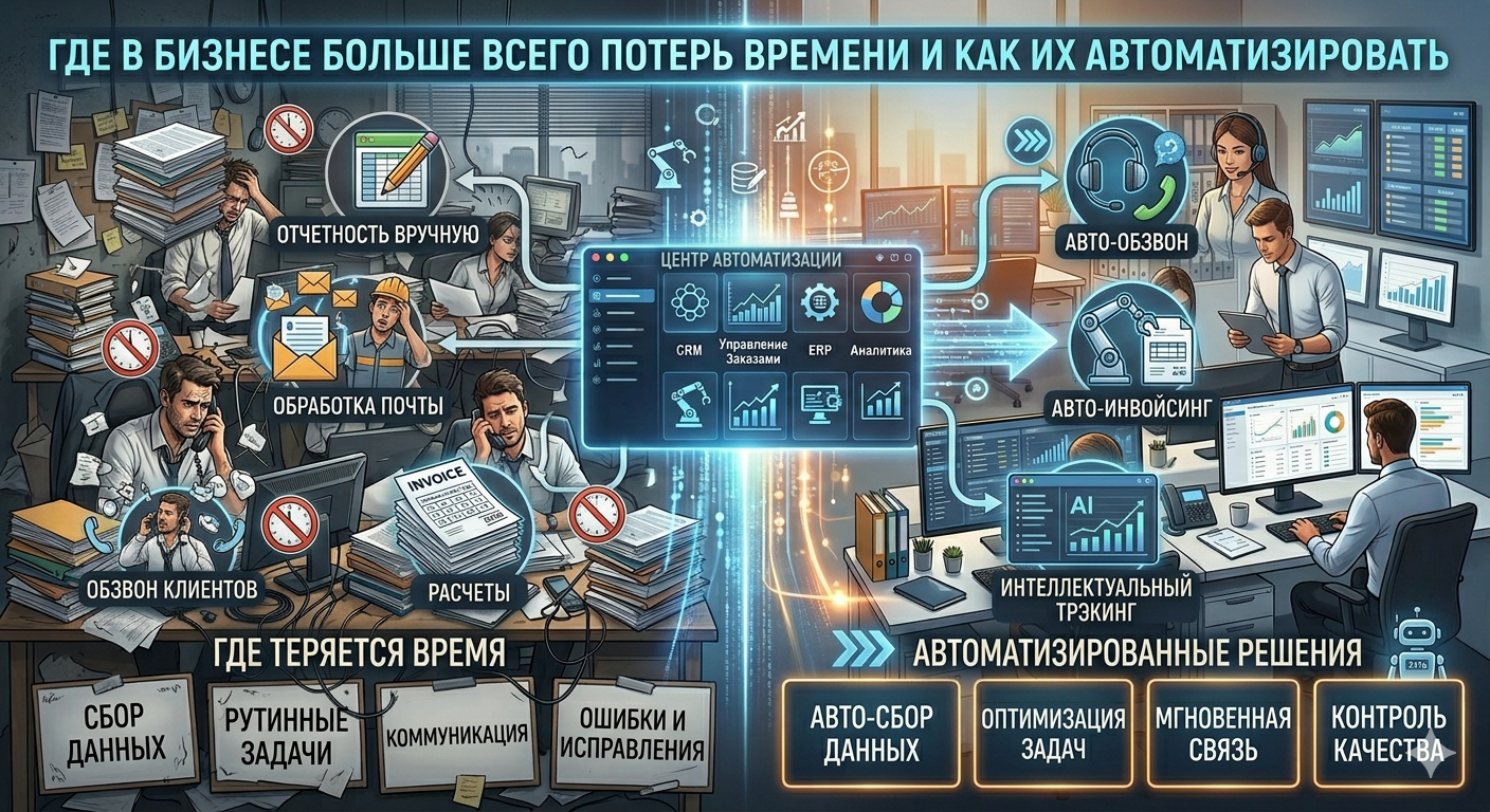 Где в бизнесе больше всего потерь времени (и как их автоматизировать)