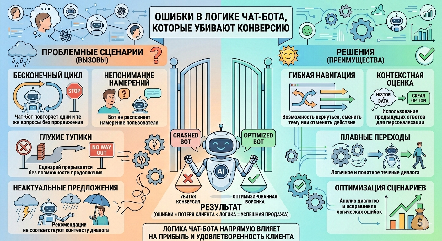 Ошибки в логике чат-бота, которые убивают конверсию 