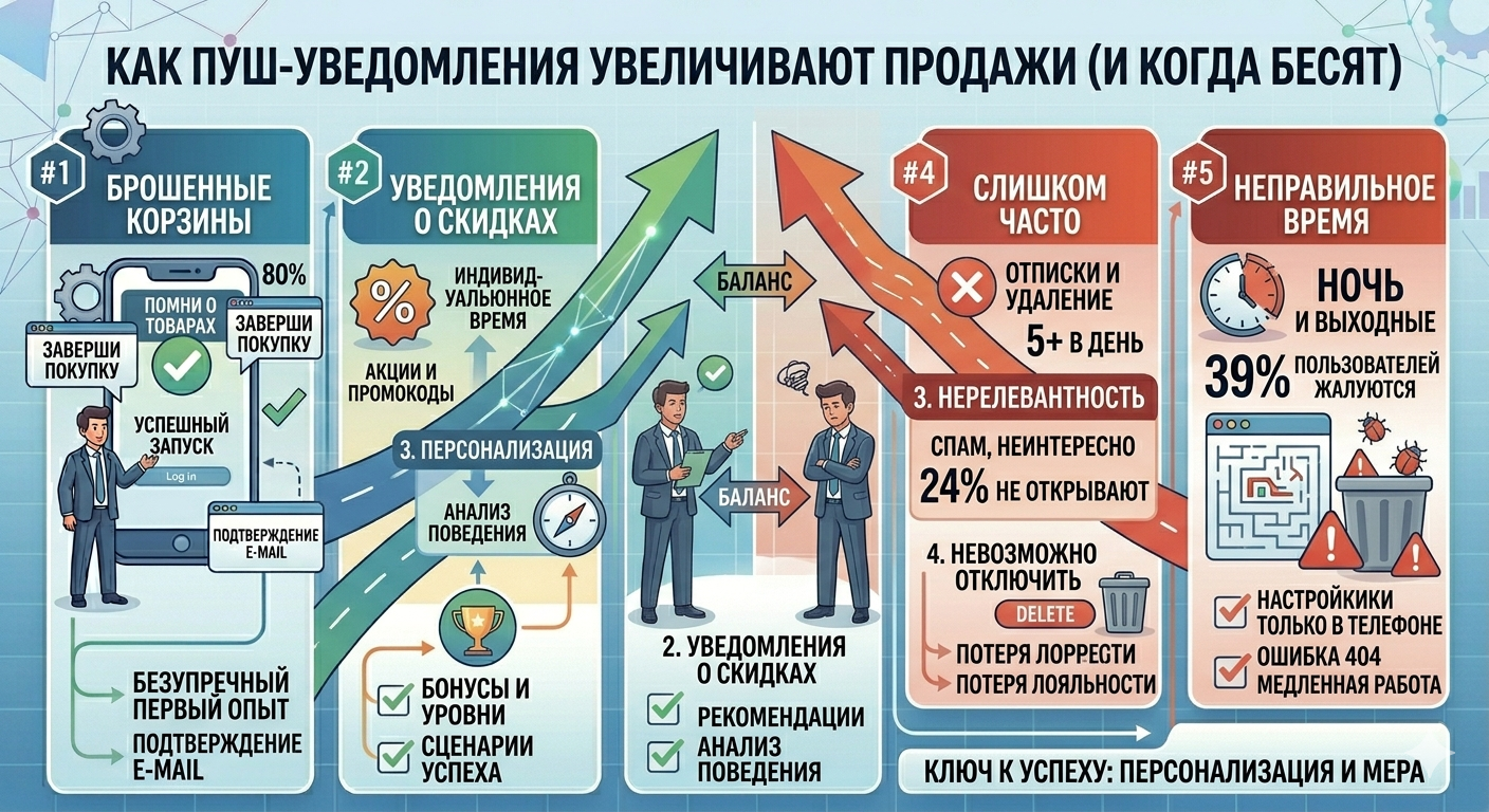 Как пуш-уведомления увеличивают продажи (и когда бесят) 