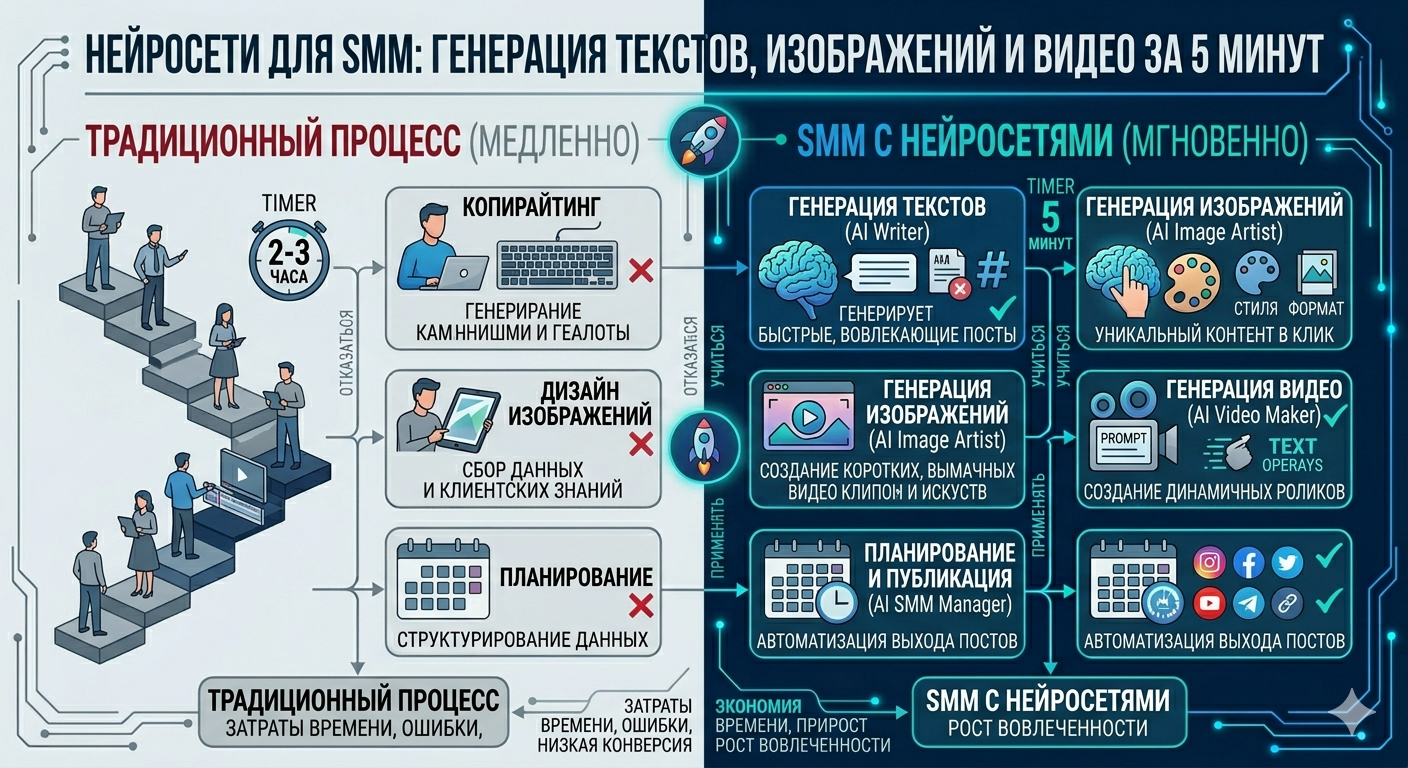 Нейросети для SMM: генерация текстов, изображений и видео за 5 минут