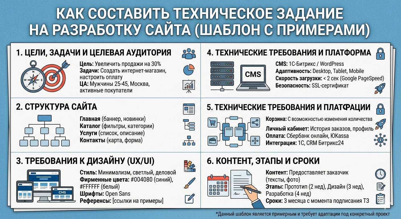 Как составить техническое задание на разработку сайта (шаблон с примерами)