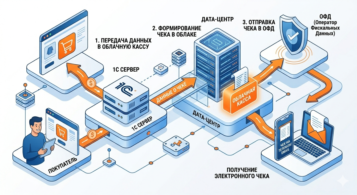 Как подключить онлайн-кассу к 1С через облачную кассу: пошаговая инструкция