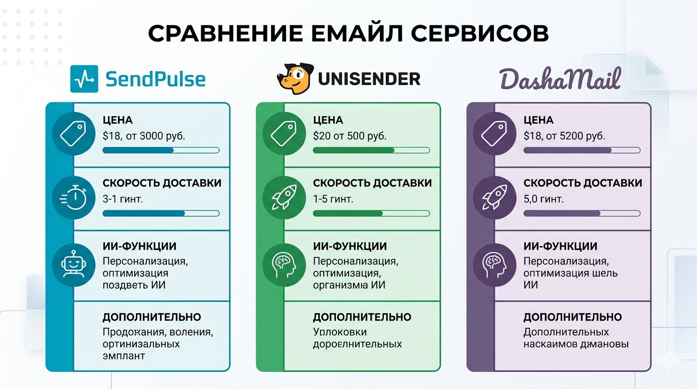SendPulse vs UniSender vs DashaMail: Что выбрать для рассылок